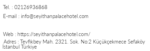 Seyithan Palace Hotel telefon numaralar, faks, e-mail, posta adresi ve iletiim bilgileri